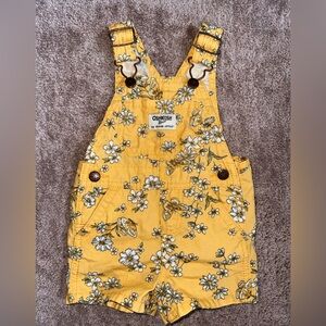 6 Months OSHKOSH B’gosh adorable flower and butterfly yellow overall shorts NWOT